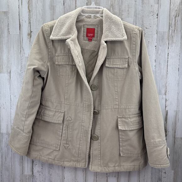 Vintage Y2K Esprit Canvas Utility Barn Work Jacket Sherpa/Quilt Lined Sz XL - Picture 1 of 8